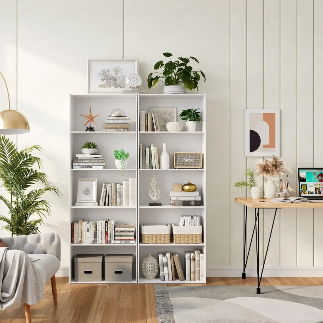 Tangkula 5-Shelf Bookcase, 23.5''L x 9.5''W x 67''H