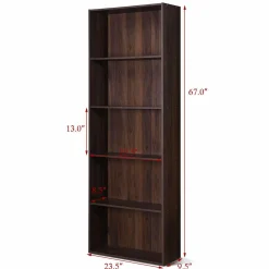 Tangkula 5-Shelf Bookcase, 23.5''L x 9.5''W x 67''H