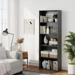 Tangkula 5-Shelf Bookcase, 23.5''L x 9.5''W x 67''H