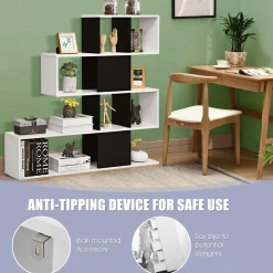 Tangkula 5-Shelf Bookshelf, Modern Ladder Corner Bookshelf, 12 Cubes Stepped Storage Bookcase