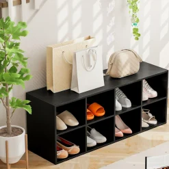 Tangkula Shoe Bench, 8 Cubbies Shoe Organizer with 500 LBS Weight Capacity
