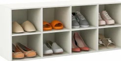 Tangkula Shoe Bench, 8 Cubbies Shoe Organizer with 500 LBS Weight Capacity