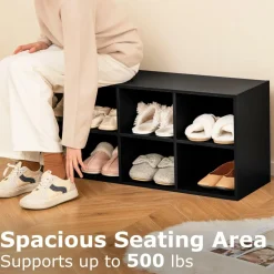 Tangkula Shoe Bench, 8 Cubbies Shoe Organizer with 500 LBS Weight Capacity