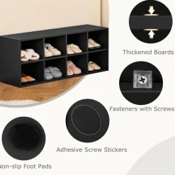 Tangkula Shoe Bench, 8 Cubbies Shoe Organizer with 500 LBS Weight Capacity