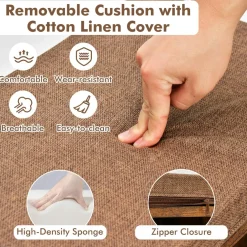 Tangkula Shoe Bench with Cushion & 3 Compartments