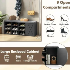 Tangkula Shoe Storage Bench with Padded Cushion