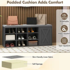 Tangkula Shoe Storage Bench with Padded Cushion