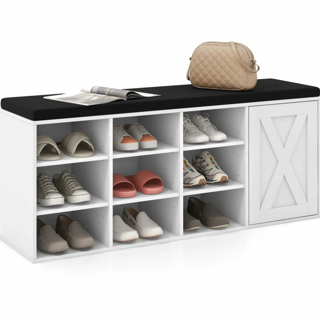 Tangkula Shoe Storage Bench with Padded Cushion