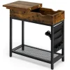 Tangkula Side Table with Charging Station, Flip Top End Table with USB Ports & Outlets
