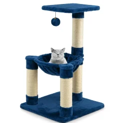 Tangkula Small Cat Tree for Indoor Cats, Cute Cat Activity Tree w/Top Perch, Cozy Hammock, Hanging Fur Ball