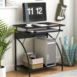 TANGKULA Small Computer Desk with Pull Out Keyboard Tray