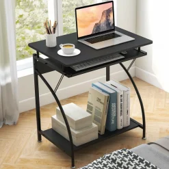 TANGKULA Small Computer Desk with Pull Out Keyboard Tray