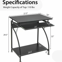 TANGKULA Small Computer Desk with Pull Out Keyboard Tray