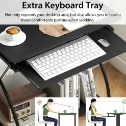 TANGKULA Small Computer Desk with Pull Out Keyboard Tray