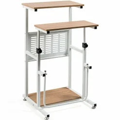 Tangkula Small Standing Desk, Height Adjustable Teacher Podium Stand