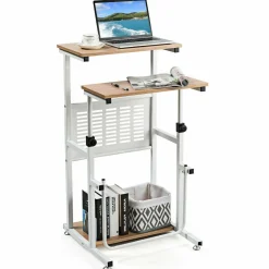Tangkula Small Standing Desk, Height Adjustable Teacher Podium Stand