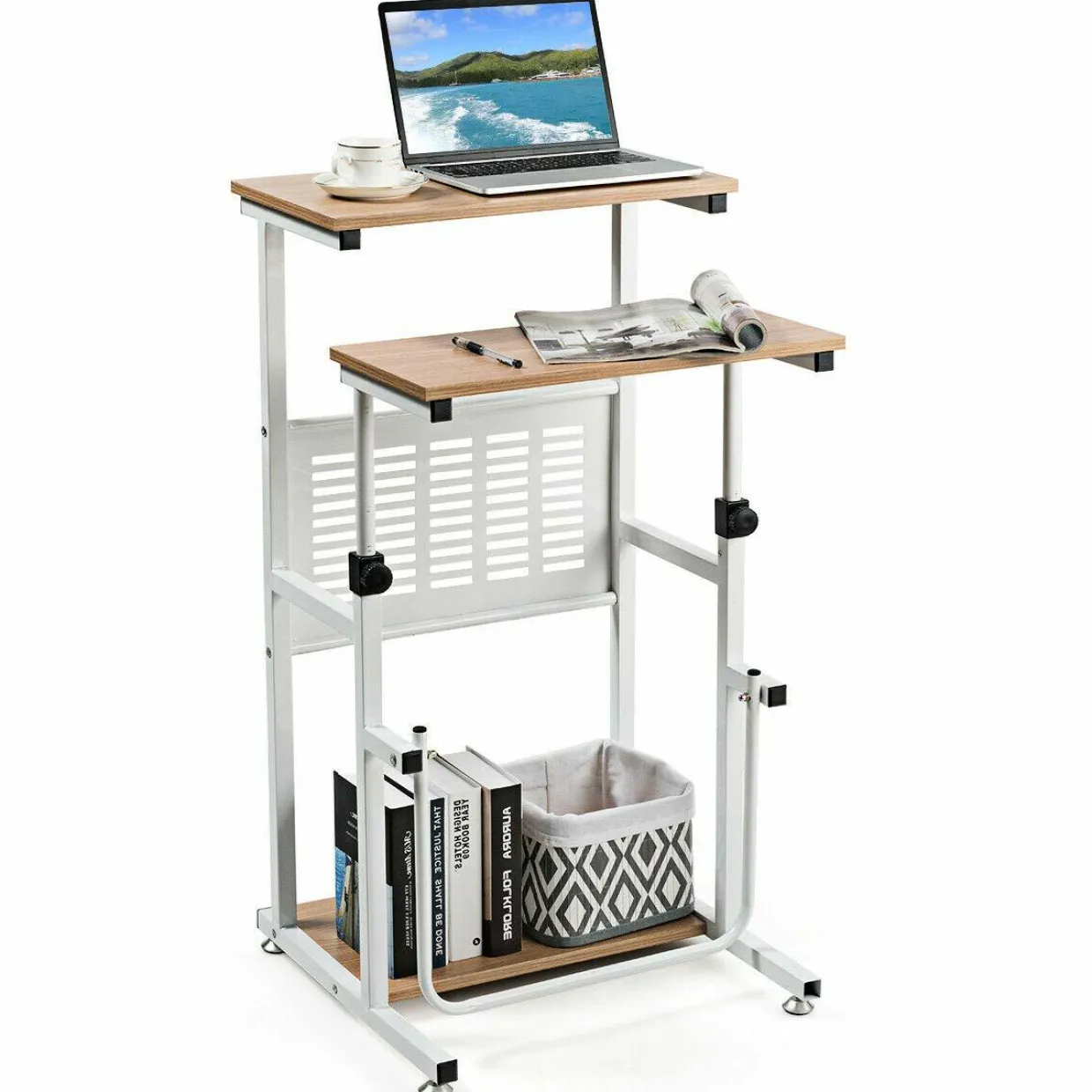 Tangkula Small Standing Desk, Height Adjustable Teacher Podium Stand