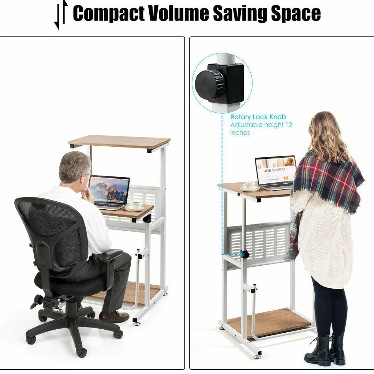 Tangkula Small Standing Desk, Height Adjustable Teacher Podium Stand