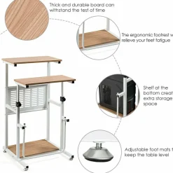 Tangkula Small Standing Desk, Height Adjustable Teacher Podium Stand