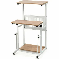 Tangkula Small Standing Desk, Height Adjustable Teacher Podium Stand