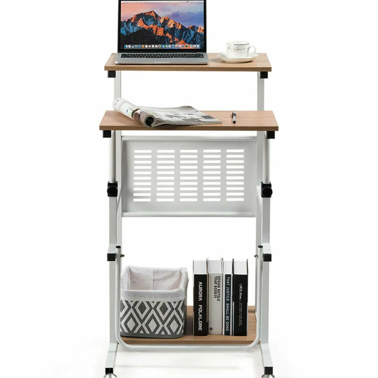 Tangkula Small Standing Desk, Height Adjustable Teacher Podium Stand