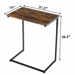 Tangkula Sofa Side End Table, C Table Snack Table Over Bed Table with Metal Frame, Industrial Side Table for Sofa Couch Bed, Living Room