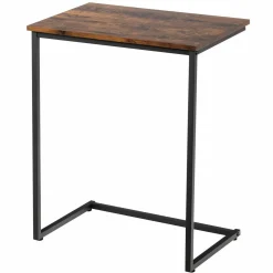 Tangkula Sofa Side End Table, C Table Snack Table Over Bed Table with Metal Frame, Industrial Side Table for Sofa Couch Bed, Living Room