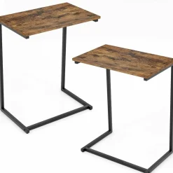 Tangkula Sofa Side End Table, C Table Snack Table Over Bed Table with Metal Frame, Industrial Side Table for Sofa Couch Bed, Living Room