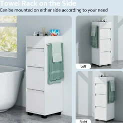 Tangkula Square Bathroom Floor Cabinet, Freestanding Storage Cabinet with 3 Drawerss, 12 x 12 x 35.5 Inch (White, 35.5