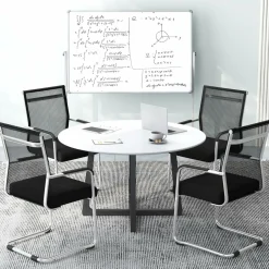 Tangkula Stackable Conference Chairs Set of 4/8/12, Mid Back Office Guest Chairs with Mesh Fabric & Sled Base