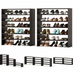 Tangkula Stackble Shoe Rack, 6-Tier Space Saving Corner Shoe Shelf for 18 Pairs
