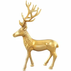 Tangkula Standing Reindeer Statue, Aluminum Deer Sculpture for Indoors, Christmas Reindeer Decor Statue for Home Office Shop School