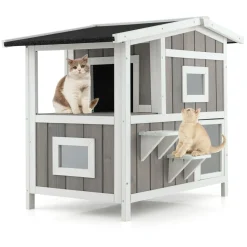 Tangkula 2-Story Outdoor Cat House