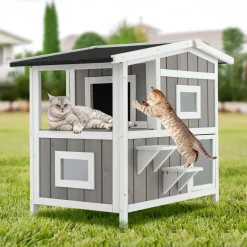 Tangkula 2-Story Outdoor Cat House