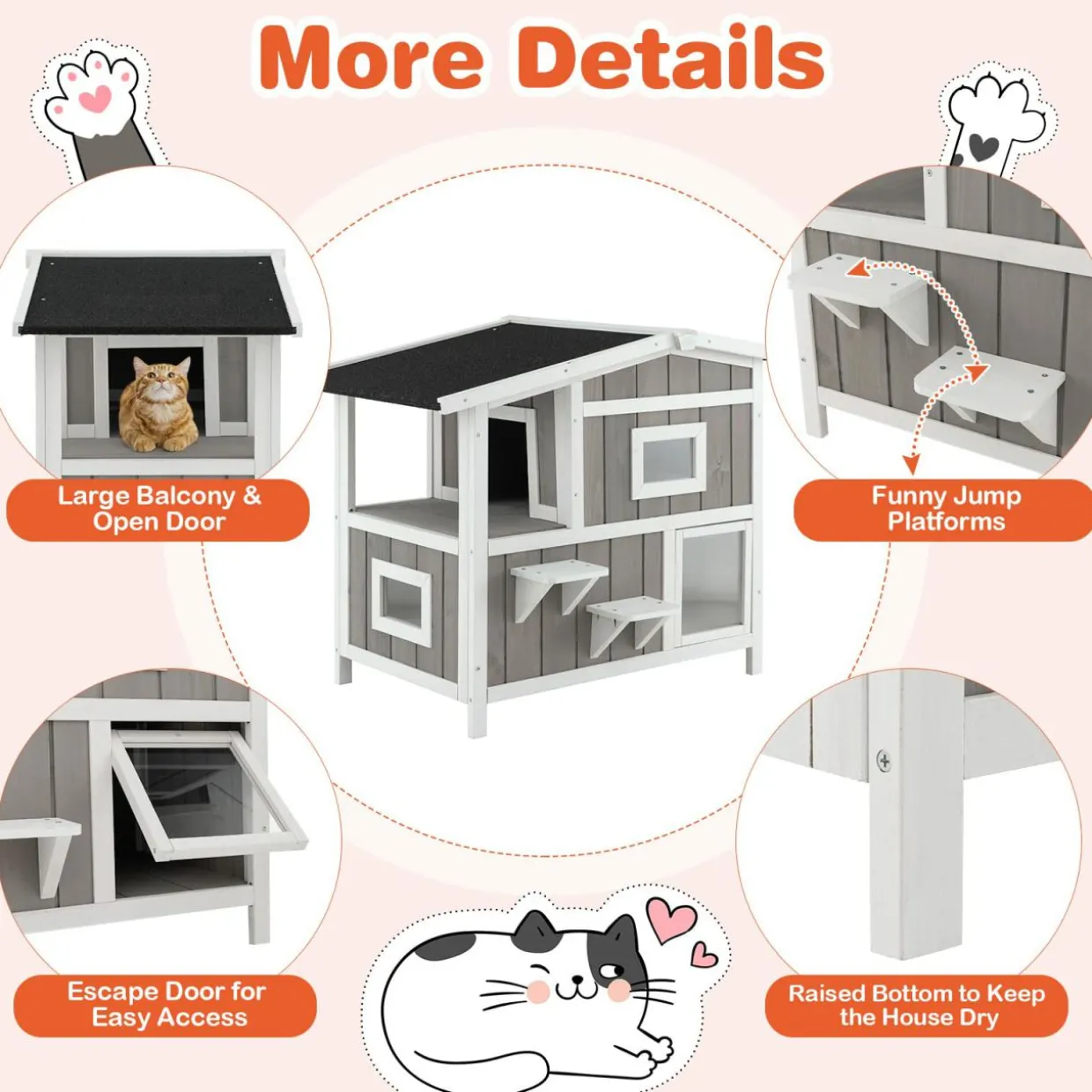 Tangkula 2-Story Outdoor Cat House
