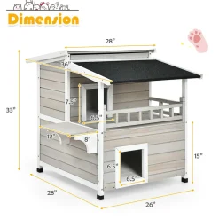 Tangkula 2-Story Outside Cat Shelter Condo Enclosure with Escape Door