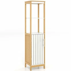 Tangkula Tall Bathroom Cabinet, Freestanding Narrow Storage Cabinet