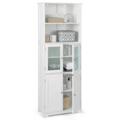 Tangkula Tall Bathroom Storage Cabinet, Freestanding Floor Cabinet
