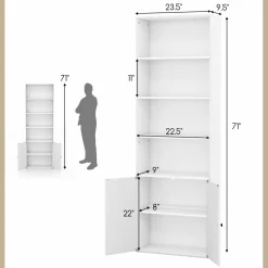 Tangkula Tall Bookcase with Doors, Farmhouse 71