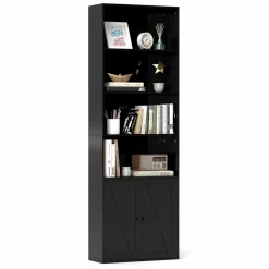 Tangkula Tall Bookcase with Doors, Farmhouse 71