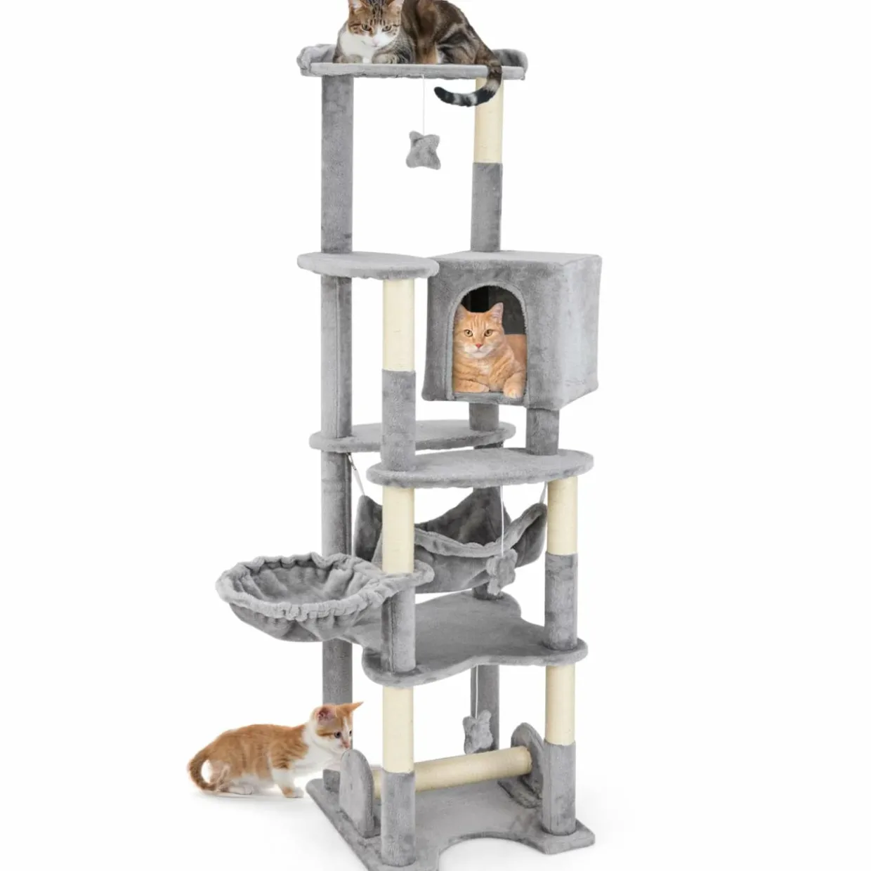 Tangkula Tall Cat Tree, 69 Inch Multi-Level Cat Tower with Sisal Scratching Post, Private Condo