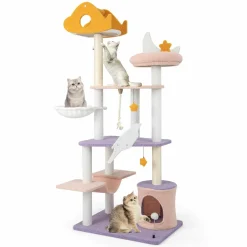 Tangkula Tall Cat Tree, 66 Inch Multi-level Modern Cat Tower with Cat Condo, Sisal Scratching Posts