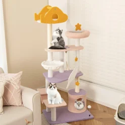 Tangkula Tall Cat Tree, 66 Inch Multi-level Modern Cat Tower with Cat Condo, Sisal Scratching Posts