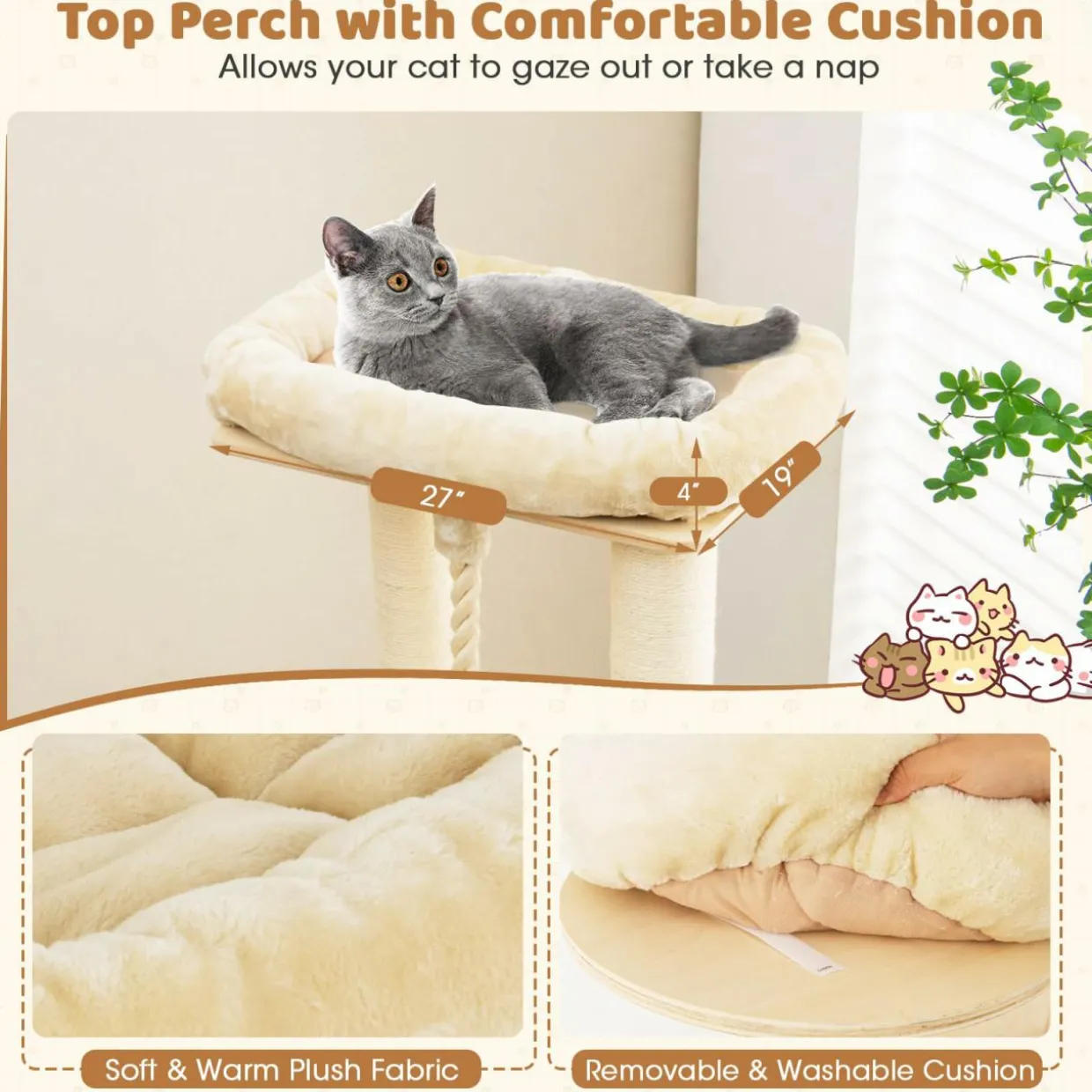 Tangkula Tall Cat Tree, 67 Inch Multi-Level Modern Large Cat Tower with with 3-Story Cat Condo for Indoor Cats 20 lbs Heavy Duty
