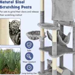 Tangkula Tall Cat Tree, 69 Inch Multi-Level Cat Tower with Sisal Scratching Post, Private Condo