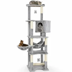 Tangkula Tall Cat Tree, 69 Inch Multi-Level Cat Tower with Sisal Scratching Post, Private Condo