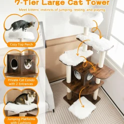 Tangkula Tall Cat Tree, 69-Inch Modern Cat Tower with Sisal Rope Scratching Posts