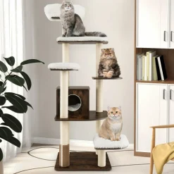 Tangkula Tall Cat Tree, 69-Inch Modern Cat Tower with Sisal Rope Scratching Posts