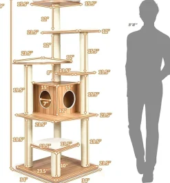 Tangkula Tall Cat Tree, 69-Inch Modern Cat Tower with Sisal Rope Scratching Posts