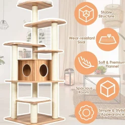 Tangkula Tall Cat Tree, 69-Inch Modern Cat Tower with Sisal Rope Scratching Posts